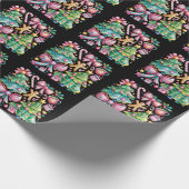 Blumenvogel Xmas Tree Bow Coquette Pink Blau Geschenkpapier (Ecke)