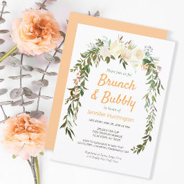 Blumenvogelgarnitur Peach Brunch & Bubbly Brautpar Einladung