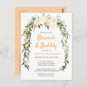 Blumenvogelgarnitur Peach Brunch & Bubbly Brautpar Postkarte (Vorne/Hinten)