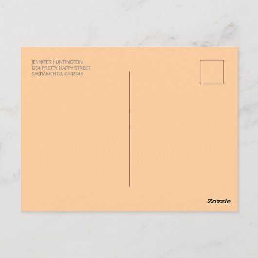 Blumenvogelgarnitur Peach Brunch & Bubbly Brautpar Postkarte (Rückseite)