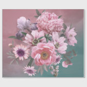 Blumenvorlage. Schöne Blume, Torfbäume und Iris Geschenkpapier (Flach)