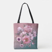 Blumenvorlage. Schöne Blume, Torfbäume und Iris Tasche (Rückseite)