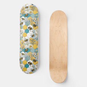 Blumenwabenkraupen mit gelben und Aquamarinen Bien Skateboard