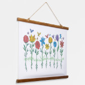 Blumenwachstumsdesign Wandteppich Mit Holzrahmen (Gewinkelt)