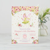 Blumenwald Fairy Birthday Invitation Girl Einladung (Stehend Vorderseite)