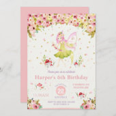 Blumenwald Fairy Birthday Invitation Girl Einladung (Vorne/Hinten)