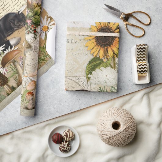 Blumenwald Fox Pilze Ephemere Decoupage Geschenkpapier (Kunsthandwerk)