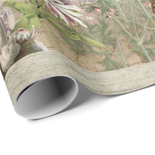 Blumenwald Fox Pilze Ephemere Decoupage Geschenkpapier (Rolleneckpunkt)