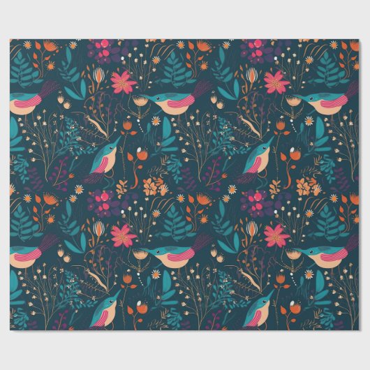 Blumenwald Geschenkpapier (Flach)