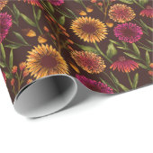Blumenwald im Herbst auf Braun Geschenkpapier (Rolleneckpunkt)
