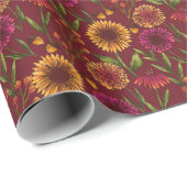 Blumenwald im Herbst auf Burgund Geschenkpapier (Rolleneckpunkt)