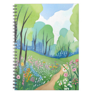 Blumenwald   Natur-Aquarell-Wildblumen Notizblock