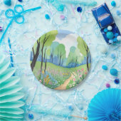 Blumenwald | Natur Wasserfarbe Wildblumen Pappteller (Party)
