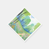 Blumenwald | Natur Wasserfarbe Wildblumen Serviette (Ecke)