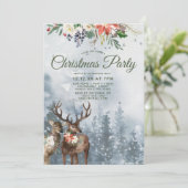 Blumenwald Waldtiere Weihnachtsfest Party Einladung (Stehend Vorderseite)