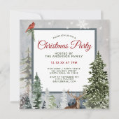 Blumenwald Waldtiere Weihnachtsfest Party Einladung (Vorderseite)