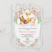 BlumenwaldtierBabyparty-Einladungs-Mädchen Einladung (Vorne/Hinten)