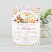 Blumenwaldtiere Einladung zur Geburtstagsfeier (Stehend Vorderseite)