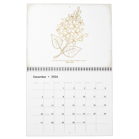Blumenwallkalender 2023 | Gold Kalender (Dez 2026)