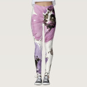 Blumenwaltz-Pflaumewatercolor-Blumen Leggings (Vorderseite)
