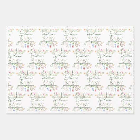 Blumenwasser Alphabet Babydusche Geschenkwrake Geschenkpapier Set (Vorderseite 3)