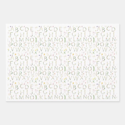 Blumenwasser Alphabet Babydusche Geschenkwrake Geschenkpapier Set (Vorderseite 2)