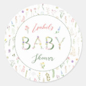 Blumenwasser Alphabet Babydusche Runder Aufkleber (Vorderseite)