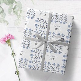 Blumenwasser-Babydusche (blau) Geschenkpapier