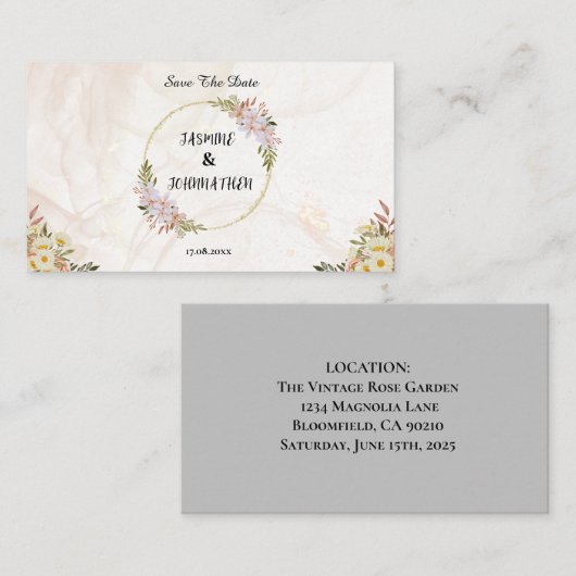 Blumenwasser Blume Hochzeit rot-weiß Mitteilungskarte (Vorne/Hinten)