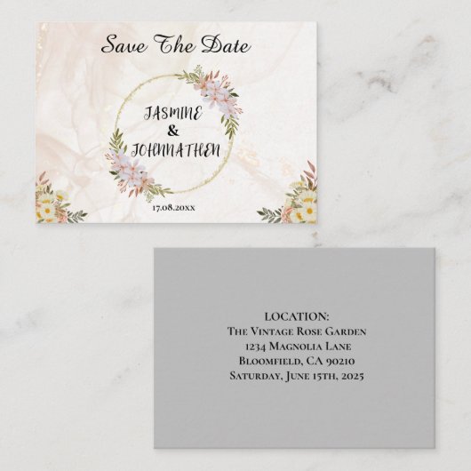 Blumenwasser Blume Hochzeit rot-weiß Mitteilungskarte (Vorne/Hinten)