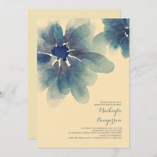 Blumenwasser Brautdusche Einladung (Vorne/Hinten)