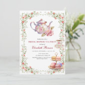 Blumenwasser, Brautparty, Teezeit, Prett Einladung (Stehend Vorderseite)