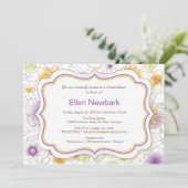 Blumenwasser Bridal Dusche Einladung Lila (Stehend Vorderseite)