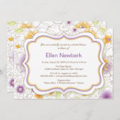 Blumenwasser Bridal Dusche Einladung Lila (Vorne/Hinten)