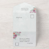 Blumenwasser Burgund & Burnt Orange Wedding All In One Einladung (Außenbereich)