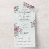 Blumenwasser Burgund & Burnt Orange Wedding All In One Einladung (Innen Boden)