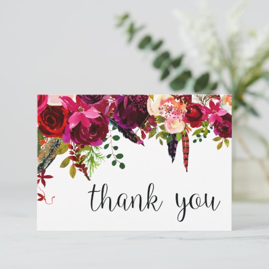 Blumenwasser-Farbe danken Ihnen Dankeskarte (Stehend Vorderseite)