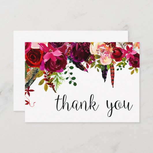 Blumenwasser-Farbe danken Ihnen Dankeskarte (Vorne/Hinten)
