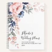 Blumenwasser Farbe Rosa Blauer Hochzeitsplan Notizblock (Vorderseite)