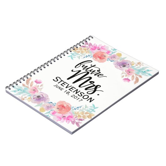 Blumenwasser-Farbzukünftige Frau Notebook Notizblock (Linke Seite)