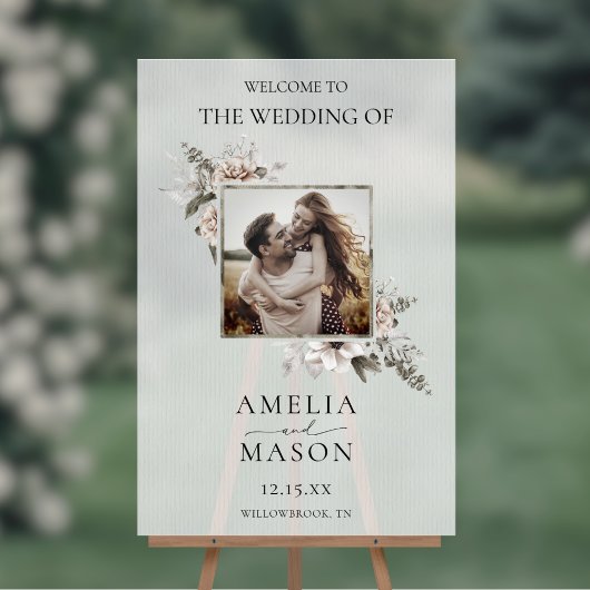 Blumenwasser-Foto Hochzeitszeichen Acrylschild