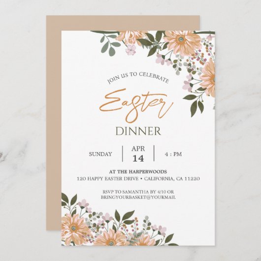 Blumenwasser Frühlingsfest Ostern Abendessen Einladung (Vorne/Hinten)
