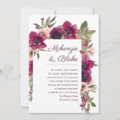 Blumenwasser Hochzeit Einladung Maroon Blush (Vorderseite)