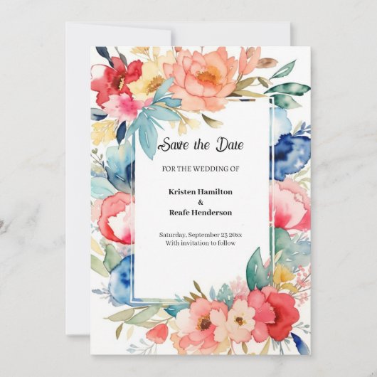Blumenwasser-Hochzeit Sichern Sie das Datum Save The Date (Vorderseite)