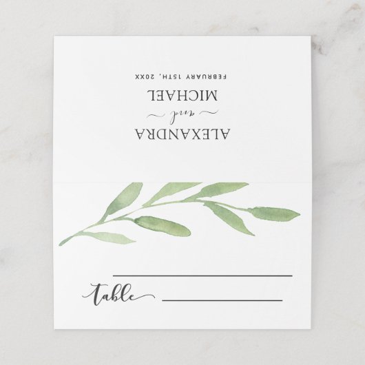 Blumenwasser Hochzeitsempfang Platzkarte (Außenseite Aufgefaltet)