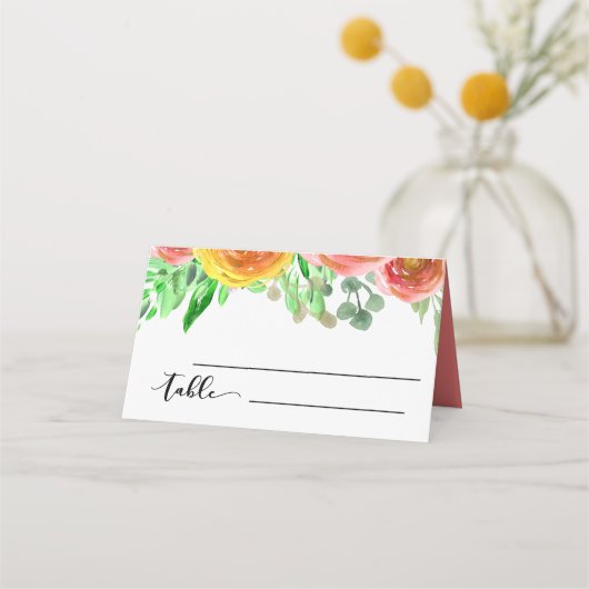 Blumenwasser Hochzeitsempfang Platzkarte (Vorderseite)