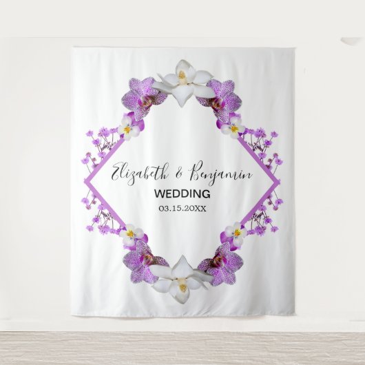 Blumenwasser Hochzeitskabine Foto Hintergrund Wandteppich (Vorderseite)