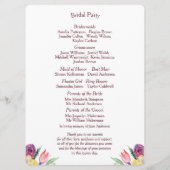 Blumenwasser-Hochzeitsprogramm für Weißfladen Programm (Rückseite)