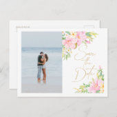 Blumenwasser-Hochzeitsstift Save the Date Foto Einladungspostkarte (Vorne/Hinten)