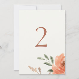 Blumenwasser-Hochzeitsstimmung-Tischnummer Feiertagskarte